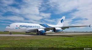 100号機目のA380はマレーシア航空にとって6機目の機体=13年3月 PHOTO: H. Gousse, em company/Airbus