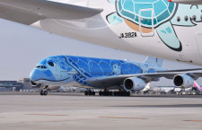 予備も兼ねた”空飛ぶウミガメ”2機並び　写真特集・ANA A380遊覧飛行