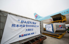 大韓航空、被災地に水2万4000本　福岡着便で