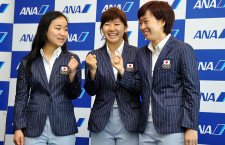 卓球日本代表、リオへ出発　ANAのフランクフルト便で
