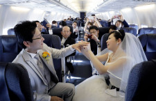 ANAとセントレア、上空3万9000フィートで結婚式　737で富士山遊覧