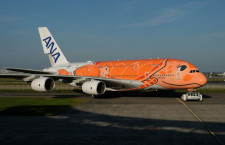 ANA、A380オレンジ3号機が国内初飛行　乗客なし成田発着の整備フライト