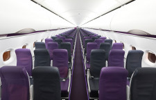 ピーチ、A321LRの客室公開　新シートでUSB充電対応、ピッチも広く