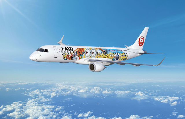 Jal E190 ミニオンジェット 7月就航 Usj特別塗装機