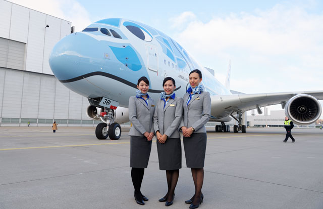 日本初のa380お披露目 写真特集 Anaフライング ホヌ初号機