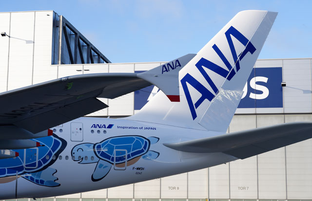 日本初のa380お披露目 写真特集 Anaフライング ホヌ初号機