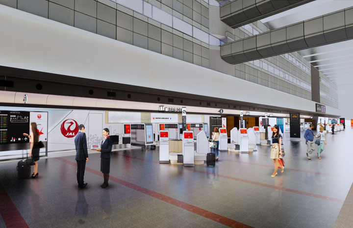 JAL、羽田国内線カウンター刷新へ JGCは個室化、スマート空港20年開始 JAL、羽田国内線カウンター刷新へ JGCは個室化、スマート空港20年開始