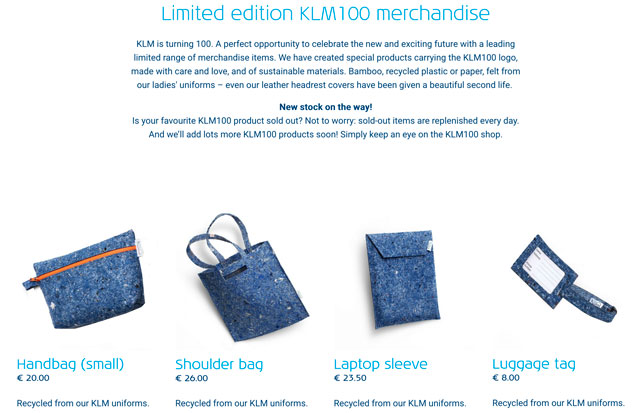 KLM、100周年記念ロゴグッズ通販サイト「KLM100 shop」