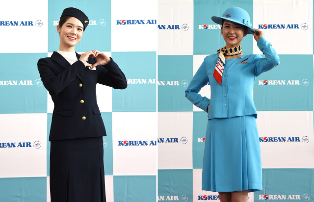 大韓航空、羽田でCA歴代制服 創立50周年記念フライト