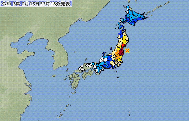 福島・宮城で震度6強　仙台空港は震度5強観測