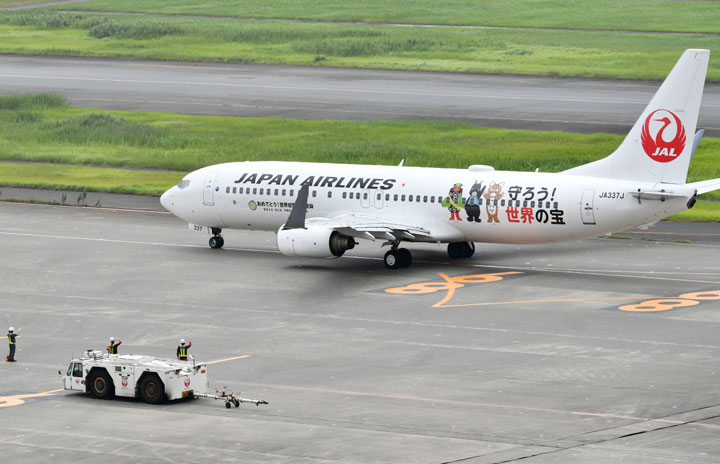 JAL、沖縄・奄美の世界遺産登録で特別塗装機　初便は奄美へ
