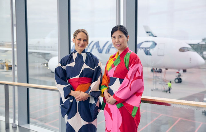 マリメッコ　エプロン　フィンエアー フィンエアー、CAがマリメッコ「Yukatas」着用 4月までSAKURAフライト