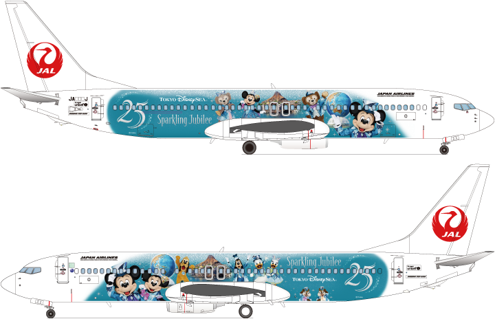 JAL、東京ディズニーシー開園25周年の特別塗装機 737で6/4から国内線