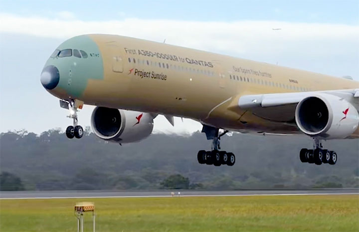 S*o様 カンタス航空A350-1000 カンタス航空A350-1000ULR、19時間無着陸で豪州初飛来