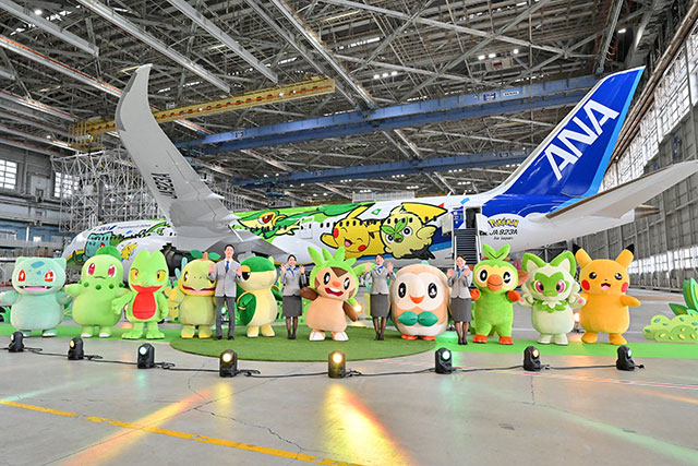 ANA、ポケモンジェット緑お披露目 国際線9/18から